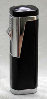 Eurojet Turbo lighter Triple-Jet - Built-in Cigar Punch Black with Chrome trim